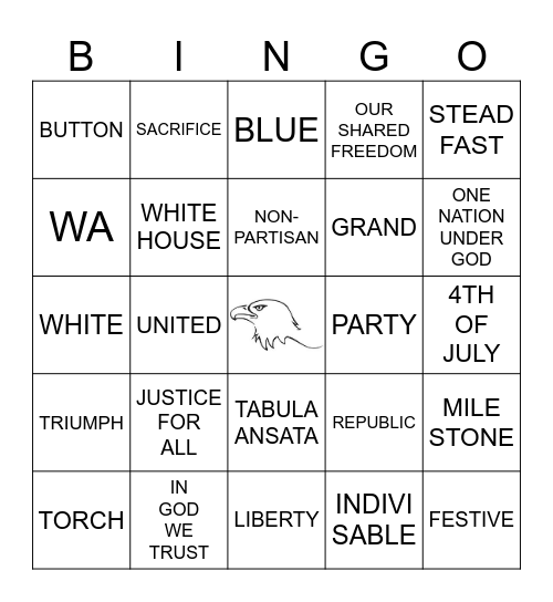 US Semiquincentennial Bingo Card