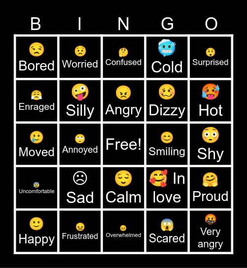 Feelings and Emotions Bingo Card