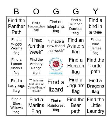 Boggy Cruise Bingo Card