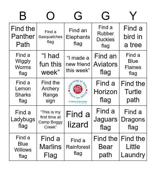 Boggy Cruise Bingo Card