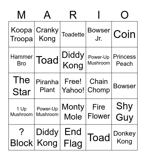 Mario Bingo Card
