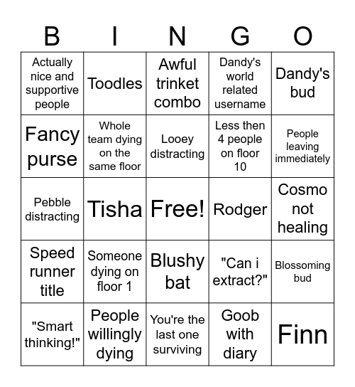 Dandy's world matchmaking bingo Card