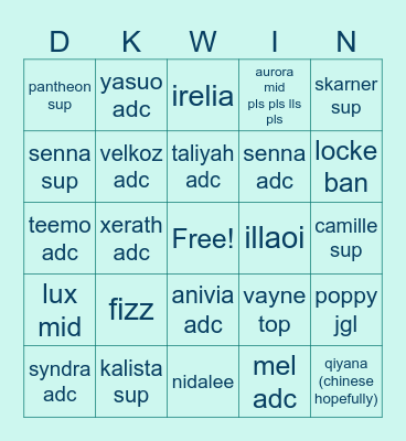 ewc champion ocean Bingo Card