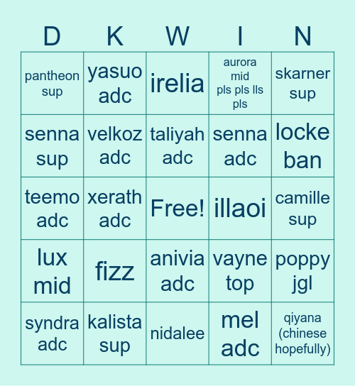 ewc champion ocean Bingo Card