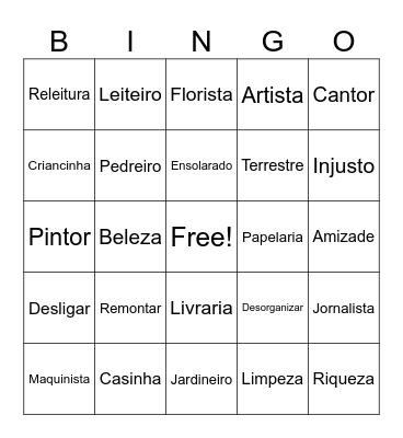Bingo dos Prefixos e Sufixos Bingo Card