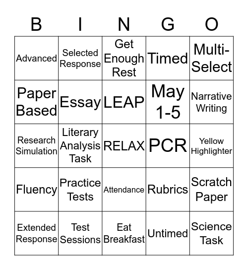 TESTING BINGO Card