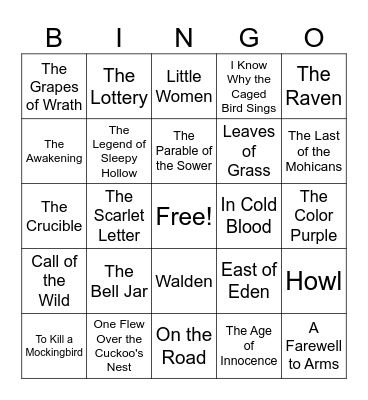 American Classics Bingo Card