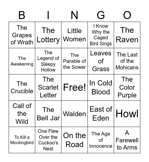 American Classics Bingo Card