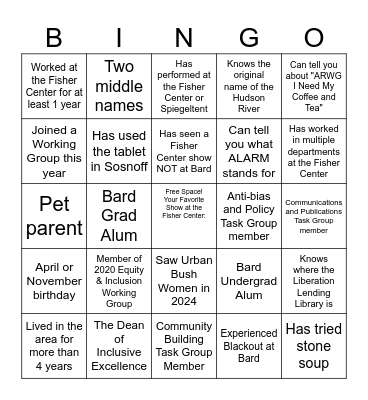 Antiracism Working Group Bingo! Bingo Card