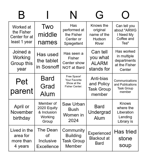 Antiracism Working Group Bingo! Bingo Card
