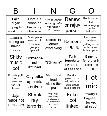 GDKP Bingo Card