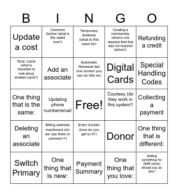 Connect+ Bingo Sheet Bingo Card