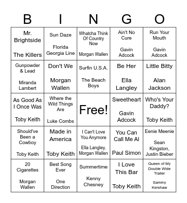 Jessica Joy Bingo Card