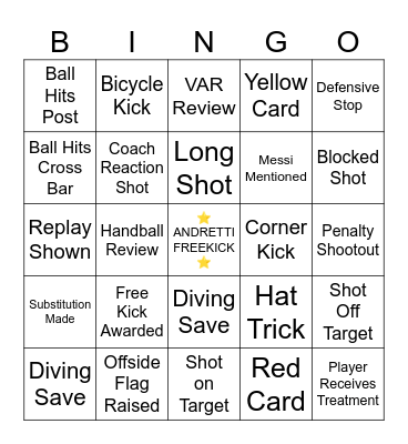 World Cup BINGO Card