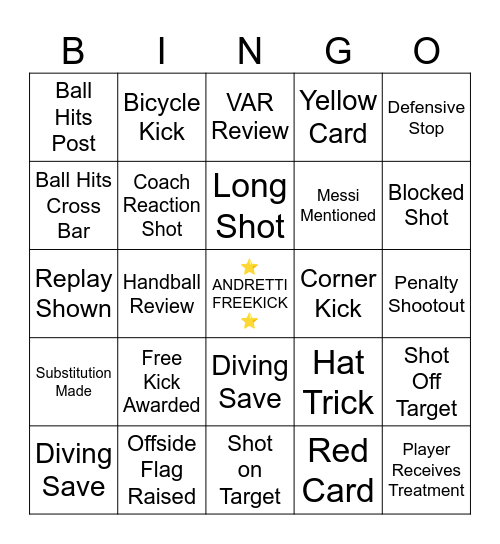 World Cup BINGO Card