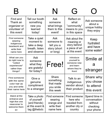 BCLC Connection Bingo Card
