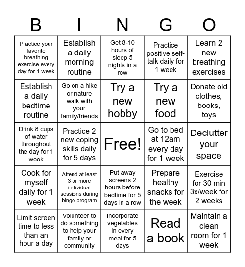 JH Bingo Card