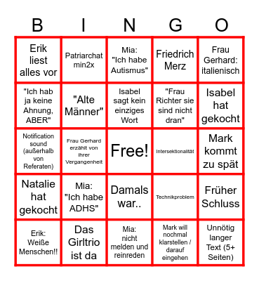 Frauen in Bibliotheken Bingo Card