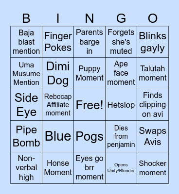 Blue VR Bingo Card
