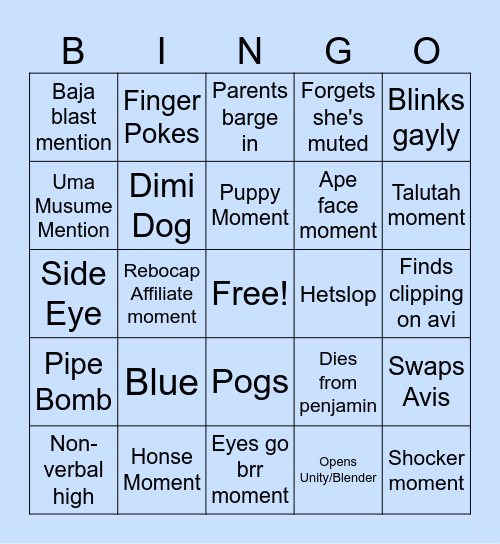 Blue VR Bingo Card