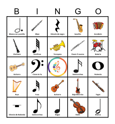 Bingo Musical Bingo Card