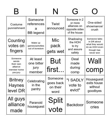 BB 28 Time Trip Bingo Card