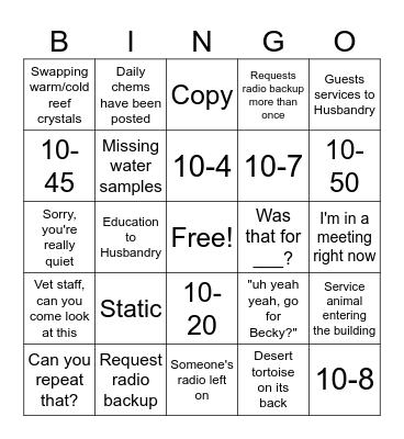 Radio Bingo Card