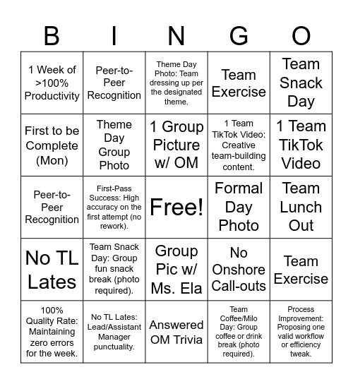 Cluster Jeff RTO week BINGO Card