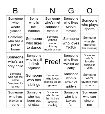 Human Bingo Card