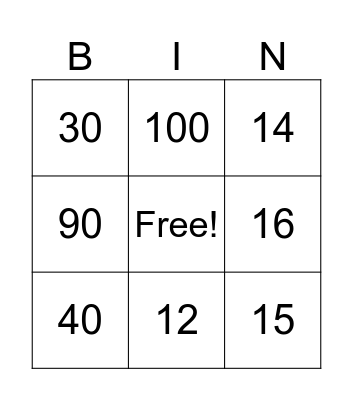 Untitled Bingo Card