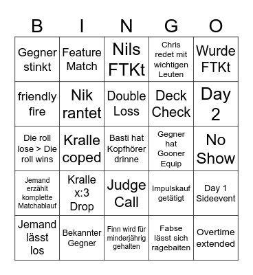 Großes Yugioh! EM Bingo Card