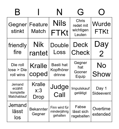 Großes Yugioh! EM Bingo Card