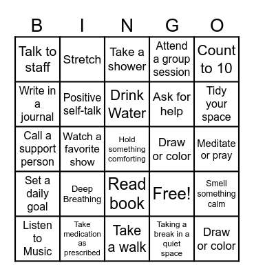 COPING SKILLS Bingo Card