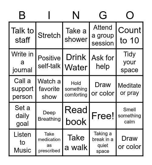 COPING SKILLS Bingo Card
