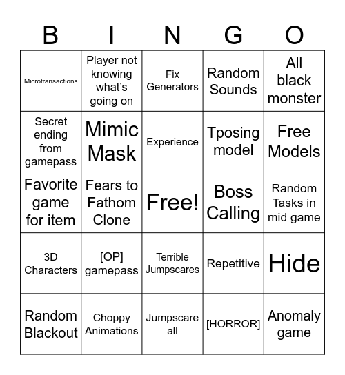 Untitled Bingo Card