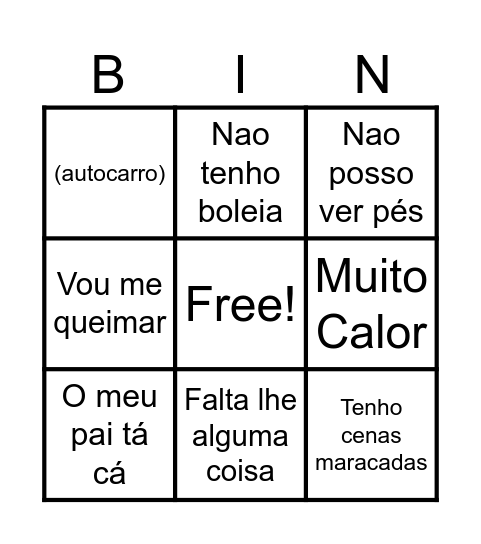 Bingo Da CR18 Bingo Card