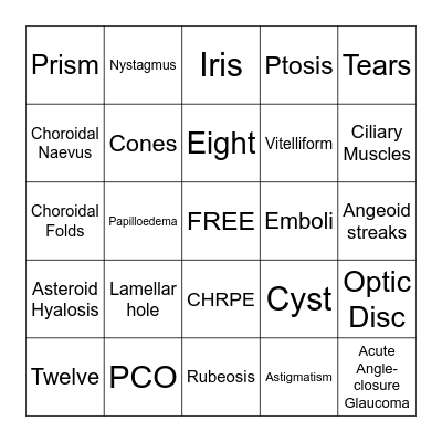 Eye Bingo Bongo Bingo Card