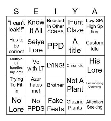 IA Seiya Board Bingo Card
