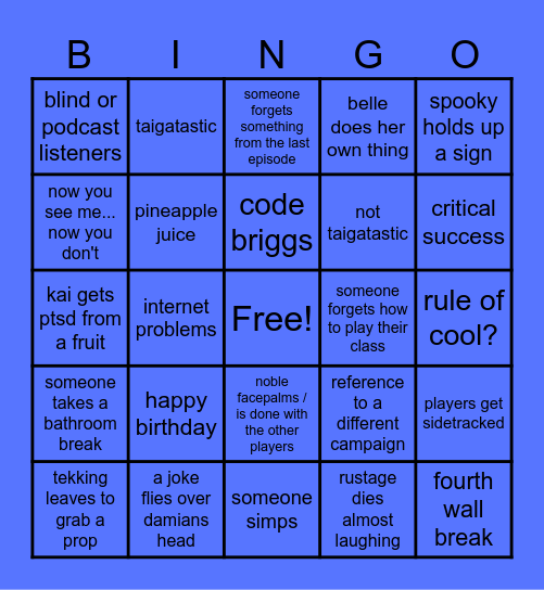 Rustage DnD: Marines Bingo Card