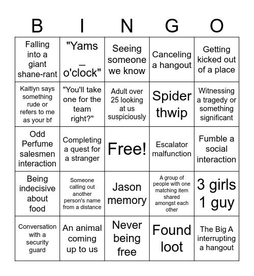 TRUCK BINGO Card