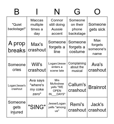 Production wrek Bingo Card