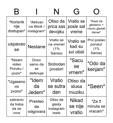 Miljanove Finte Bingo Card