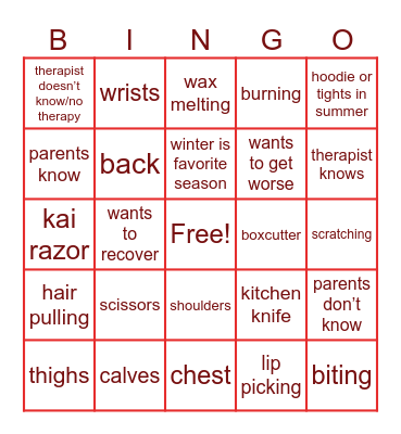 shtwt bingo Card