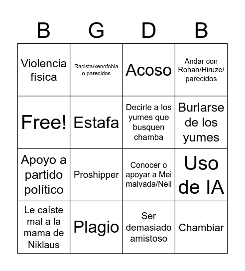 Untitled Bingo Card