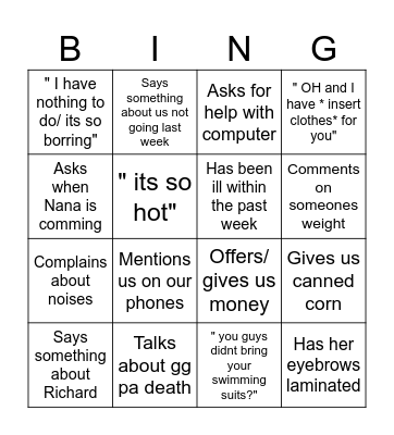 Gg ma Bingo Card