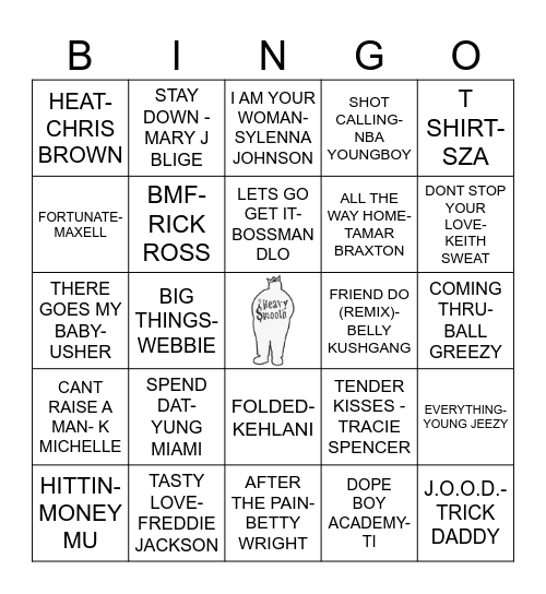 TRAP R&B BINGO Card