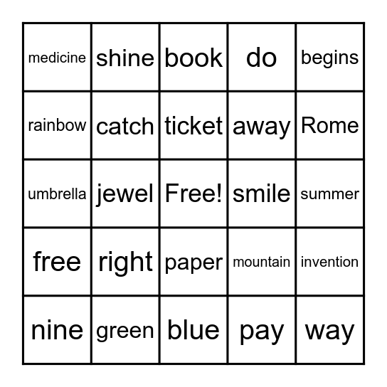 Famous Phrases Bingo Card