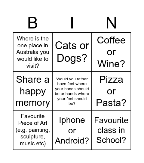 Finance Bingo Card