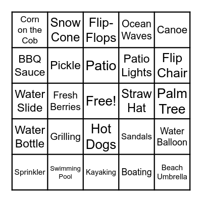 Summer Favorites Bingo Card