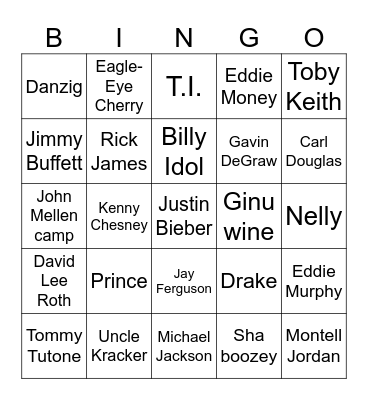 Bingo - Gentlemen Bingo Card